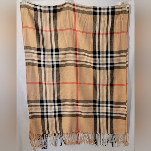 Pashmina & Silk Blend Plaid Scarf - Picture 1 of 4